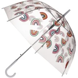 Parapluie transparent motifs arc-en-ciel