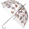 Parapluie transparent motifs arc-en-ciel